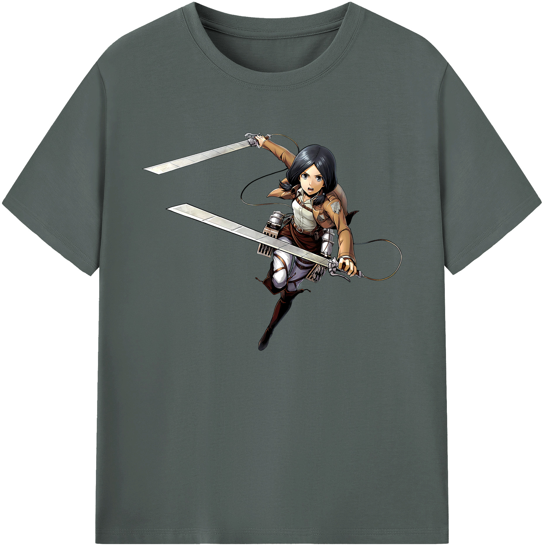 （画像用） 進撃の巨人 ミカサ·アッカーマン Attack on Titan Mikasa Ackerman 綿100％ メンズ半袖Tシャツ｜肌触りやわらか＆通気性